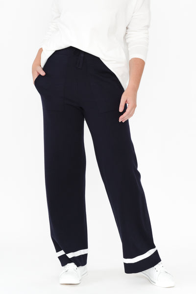 Delphine Navy Knit Pants