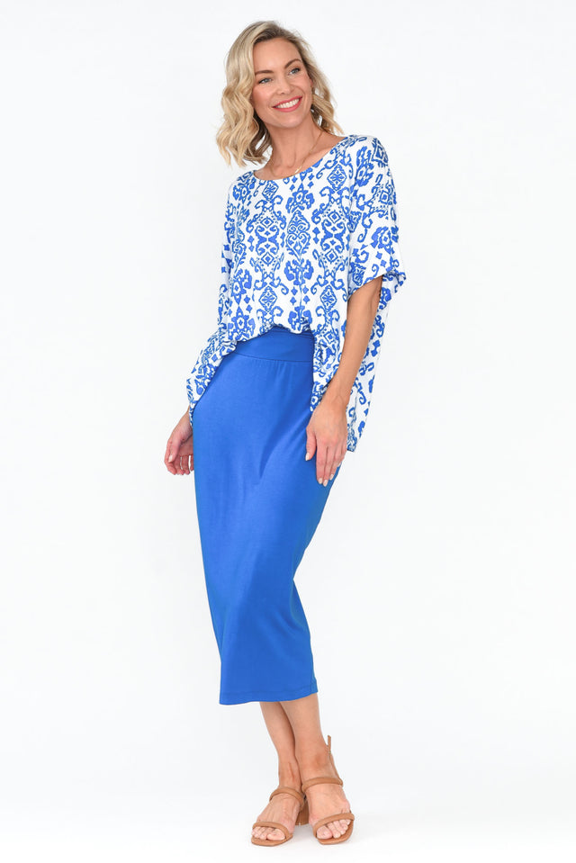 Demi Blue Ikat Bamboo Tee