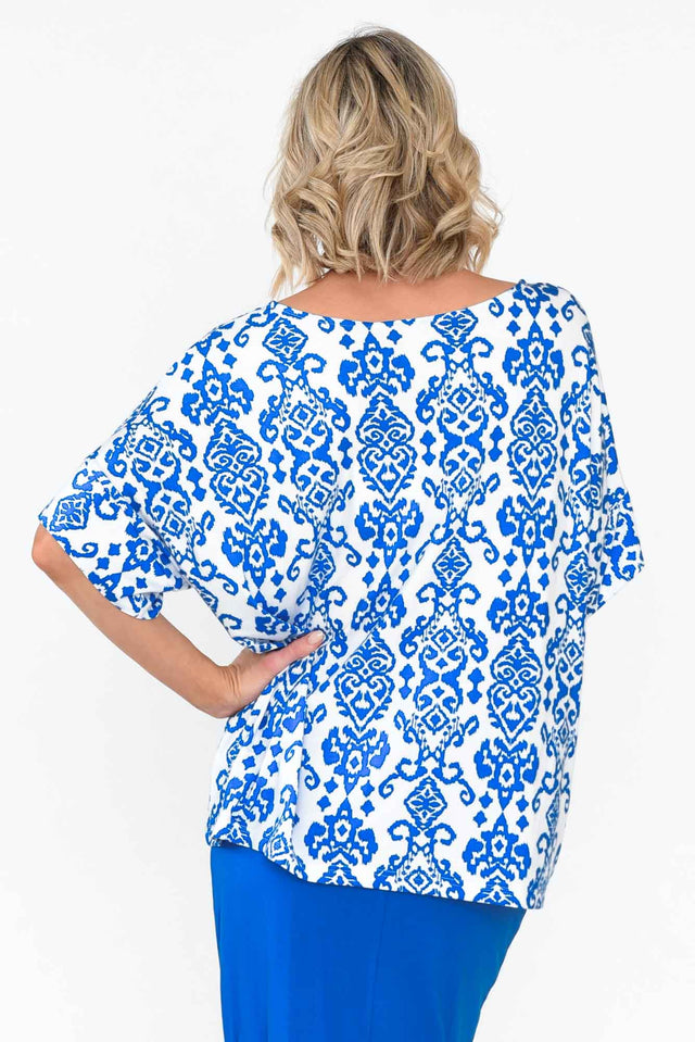 Demi Blue Ikat Bamboo Tee