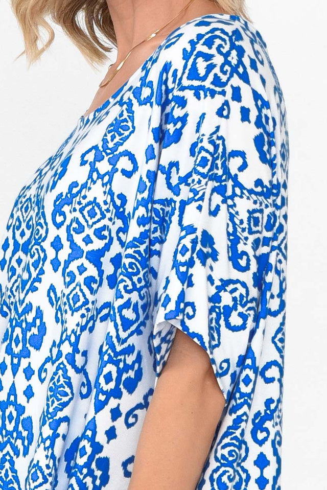 Demi Blue Ikat Bamboo Tee