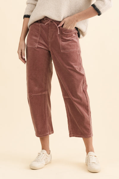 Denny Dusty Pink Corduroy Barrel Jeans