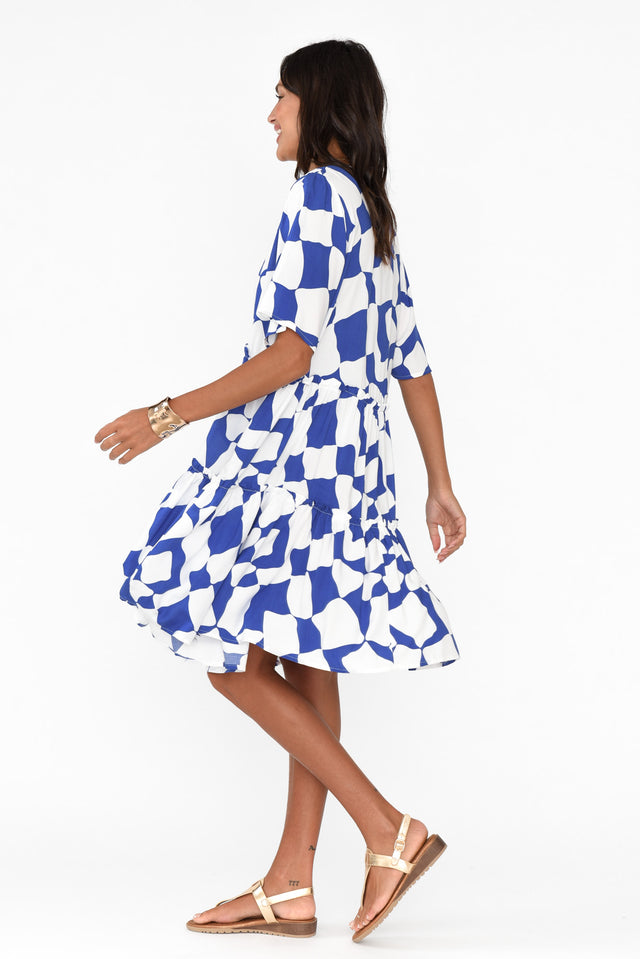 Denver Blue Abstract Tier Dress
