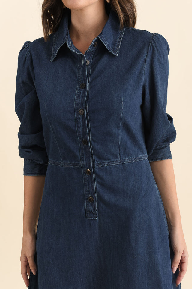 Detroit Dark Blue Denim Sleeved Dress image 6