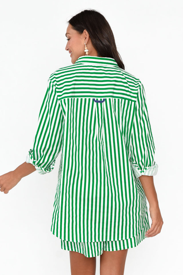 Devora Green Stripe Cotton Shirt image 5