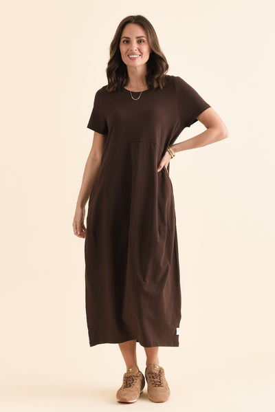 Diana Chocolate Cotton Pocket Dress
