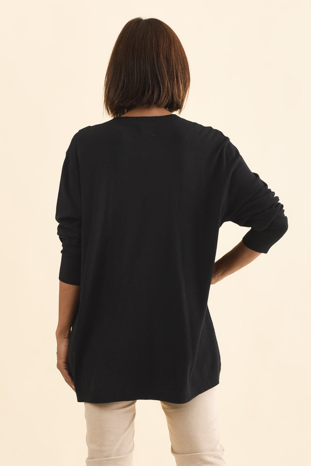 Dianne Black Button Knit Jumper,Brunette model,alt text|model:Cara image 5
