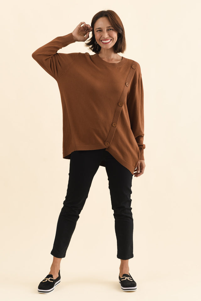 Dianne Chocolate Button Knit Jumper,Brunette model,alt text|model:Cara image 7