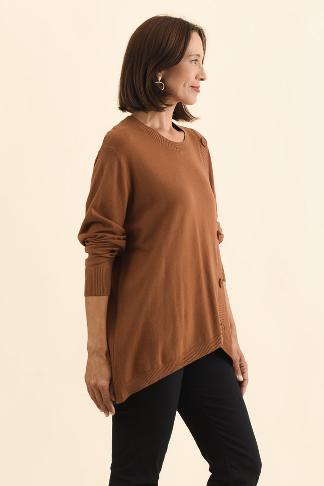 Dianne Chocolate Button Knit Jumper,Brunette model,alt text|model:Cara image 4