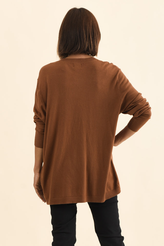 Dianne Chocolate Button Knit Jumper,Brunette model,alt text|model:Cara image 5