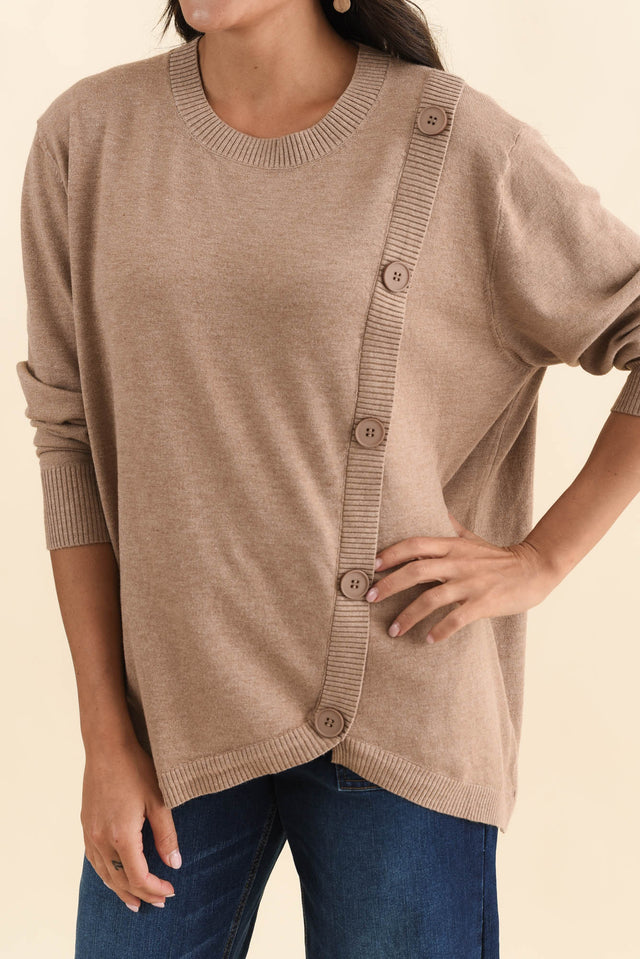 Dianne Mocha Button Knit Jumper,Brunette model,alt text|model:Brontie image 6