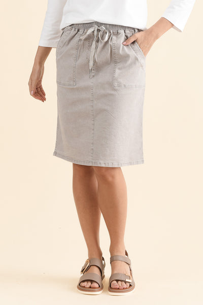 Dinah Washed Natural Cotton Drawstring Skirt