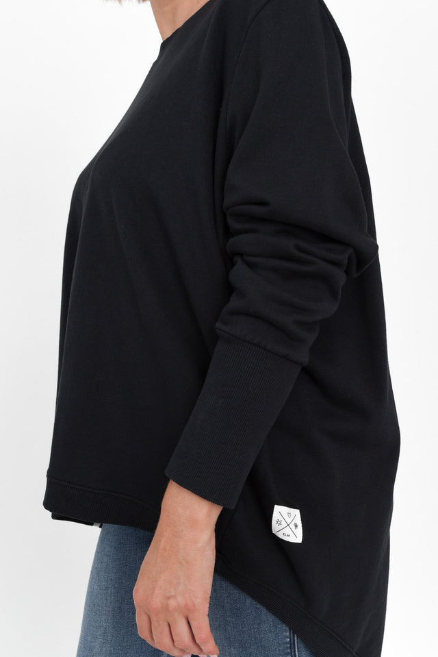 Divine Black Cotton Crew Sweatshirt,alt text|model:Brooke image 6
