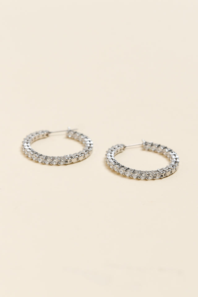 Dolce Vita Silver Diamante Hoop Earrings