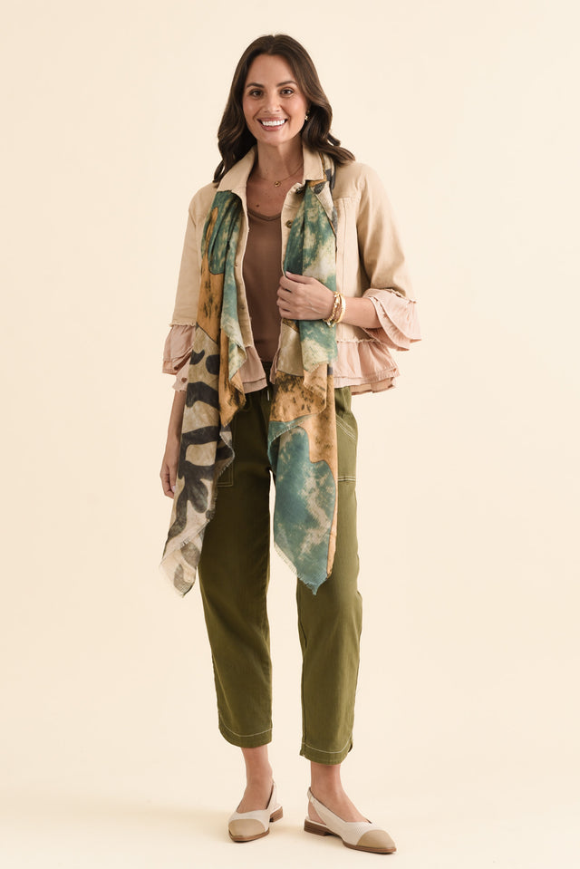 Dolores Beige Cotton Frill Jacket,brunette model,Full Outfit,alt text|model:MJ image 2