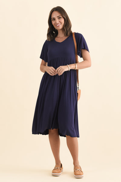 Donna Navy Gathered Dress