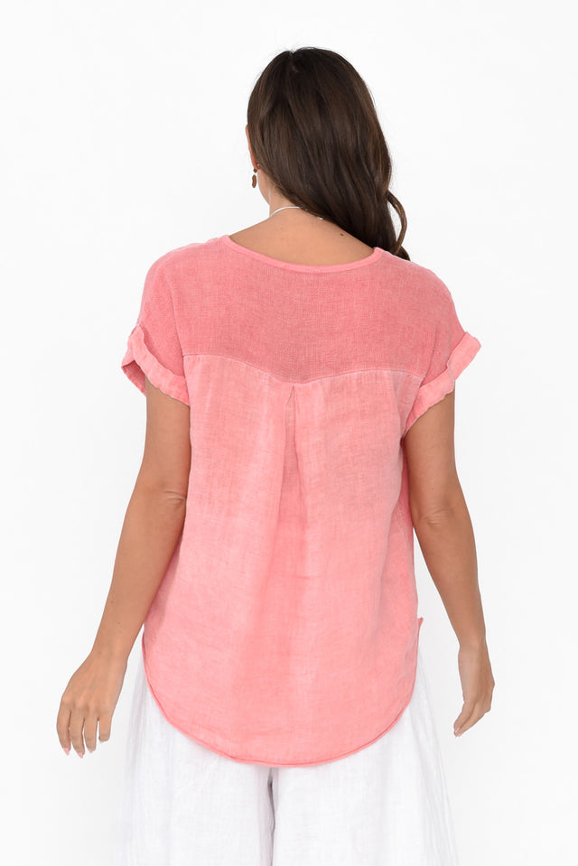 Dorian Peach Linen Cotton Top image 5