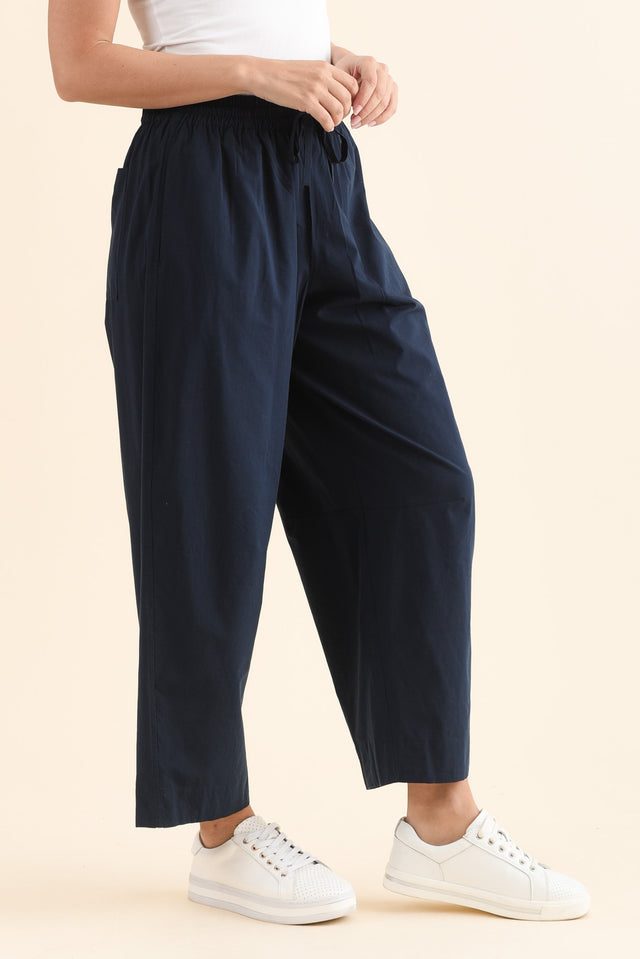 Drift Navy Barrel Drawstring Pants,Side,Brunette model,alt text|model:MJ image 3