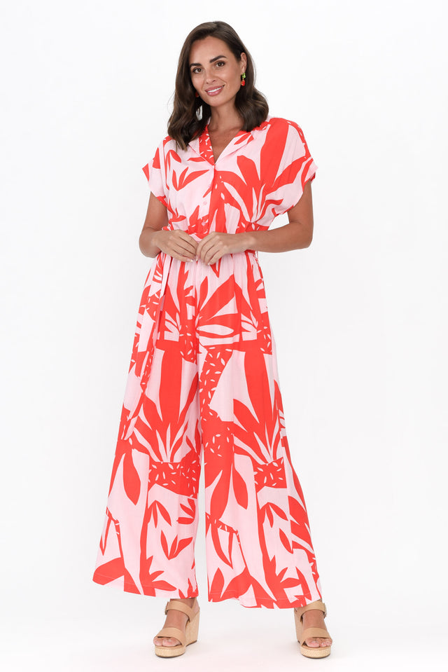 Dudley Pink Leaf Shirt Jumpsuit image 3