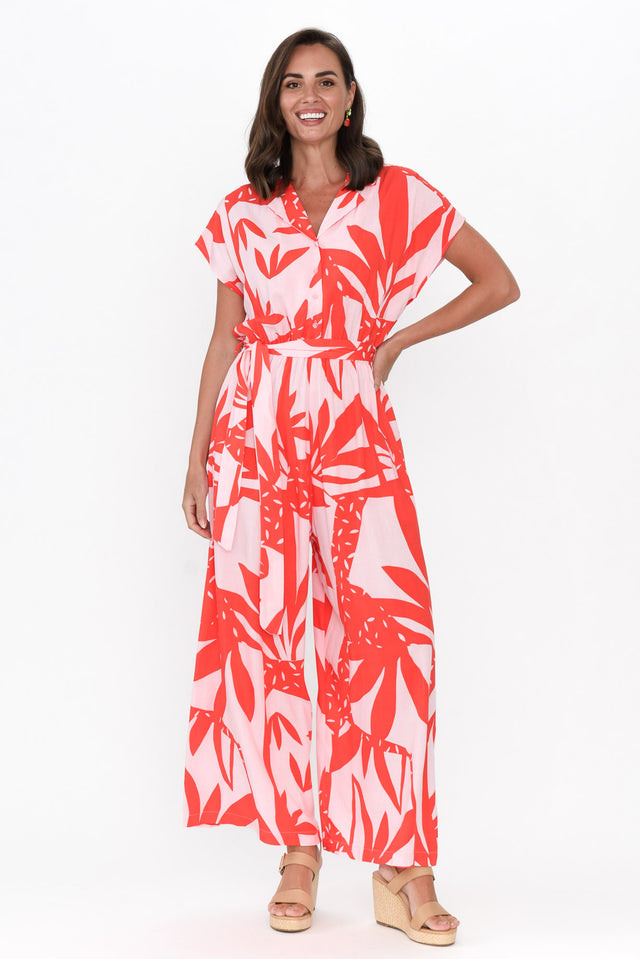 Dudley Pink Leaf Shirt Jumpsuit image 7