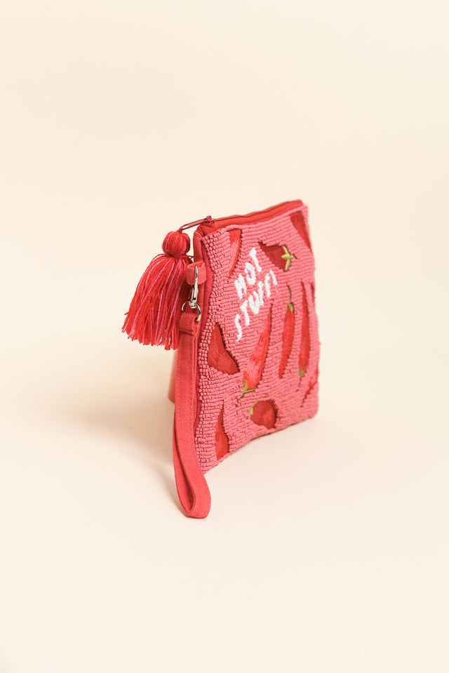 Dulce Hot Pink Chilli Beaded Clutch image 3