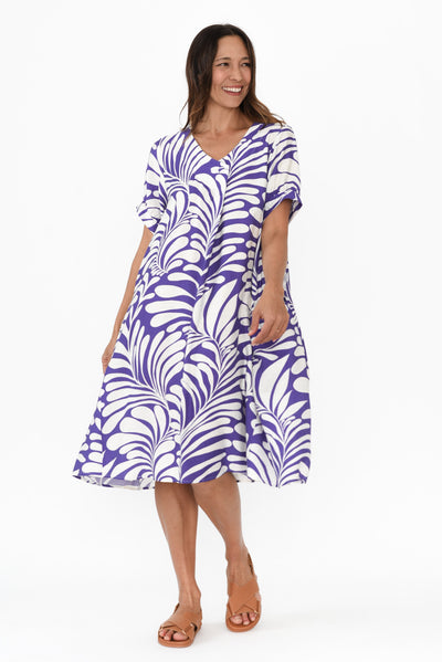 Dulce Blue Swirl Pocket Dress