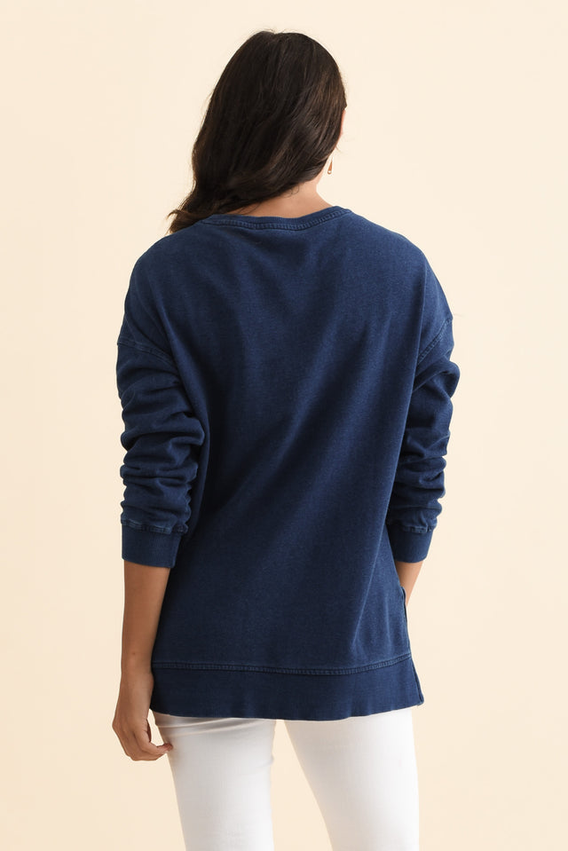 Easy Navy Cotton Crew Sweatshirt,Brunette model,alt text|model:Brontie image 6