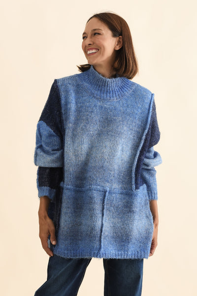 Eclipse Blue Splice Knit Jumper