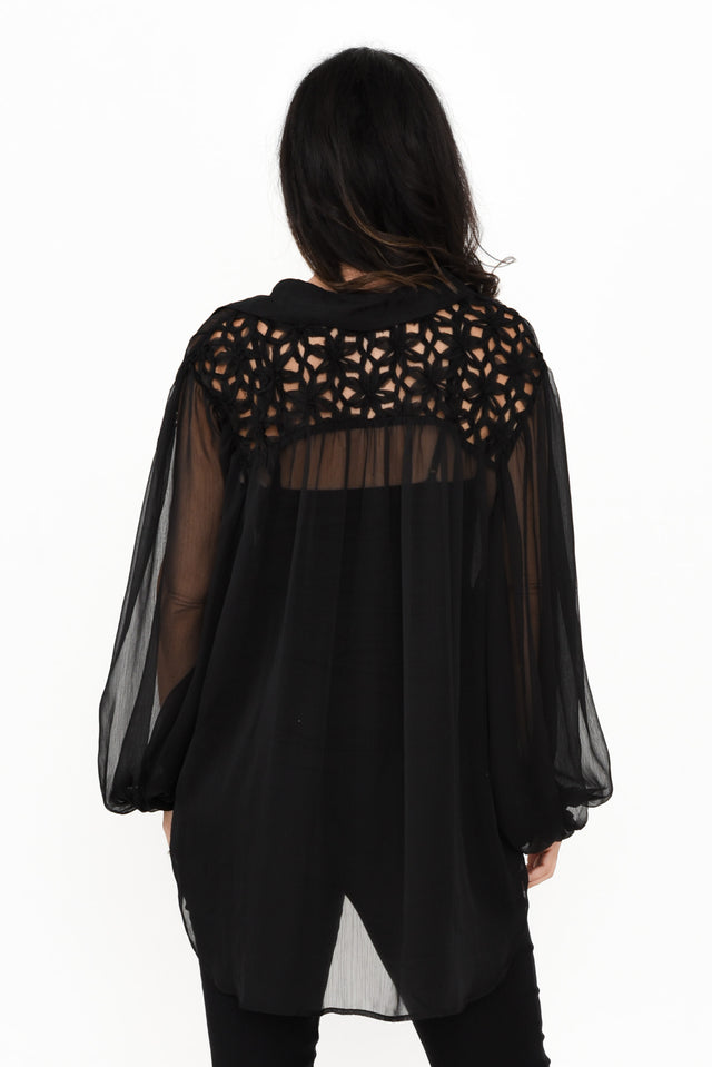 Eden Black Collared Shirt,Brunette model,alt text|model:Nicole image 6
