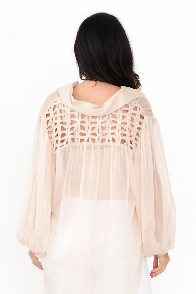 Eden Cream Collared Shirt,Brunette model,alt text|model:Nicole image 6