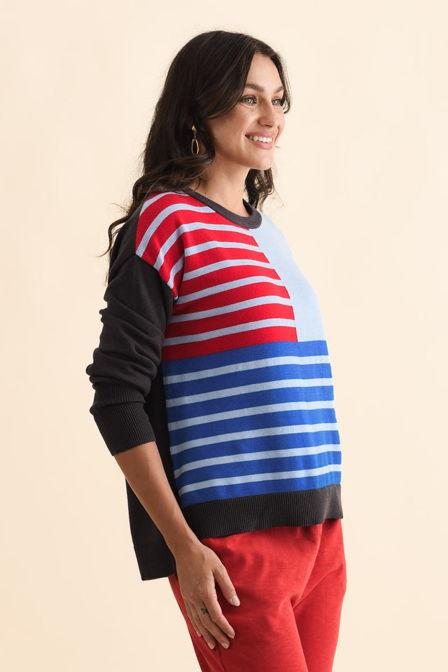 Effie Blue Stripe Knit Jumper,Brunette model,alt text|model:Brontie image 5
