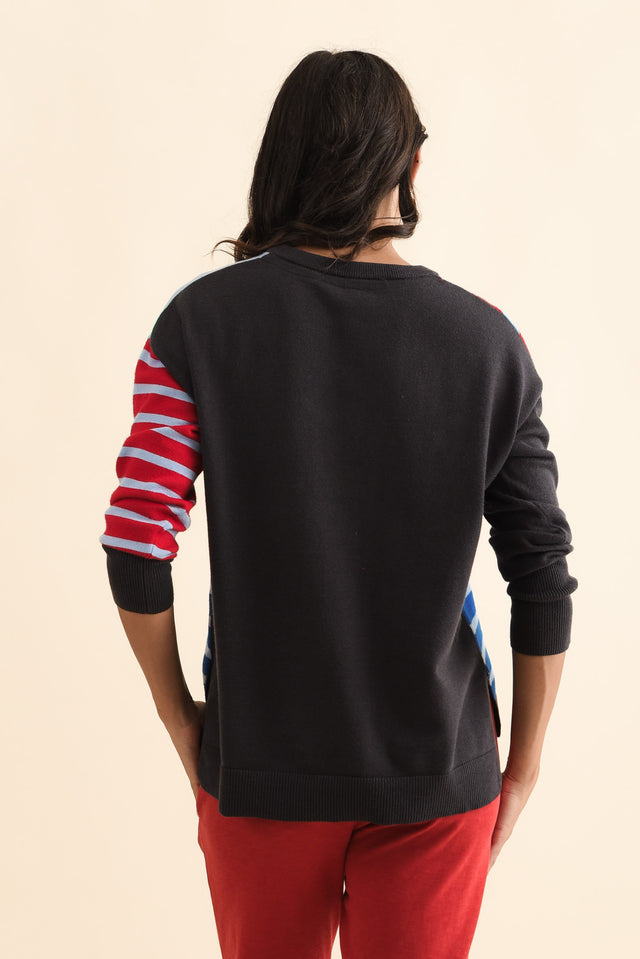 Effie Blue Stripe Knit Jumper,Brunette model,alt text|model:Brontie image 6