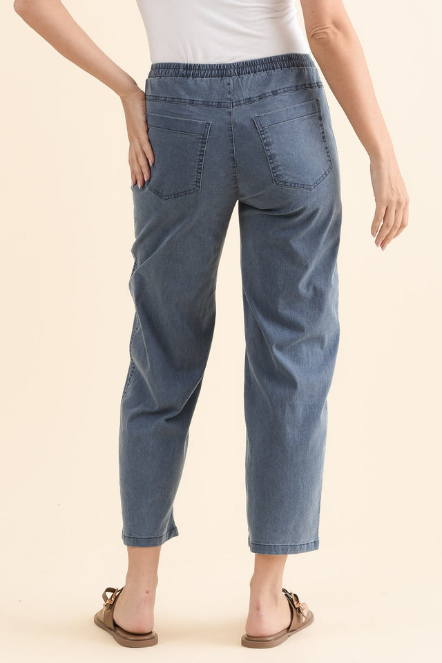 Eleanor Washed Blue Drawstring 7/8 Pants,Back,Brunette model,alt text|model:MJ image 4