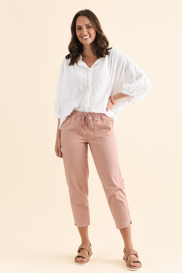 Eliana Blush Cotton Stretch Jeans,Full Body,Brunette model,alt text|model:MJ image 2