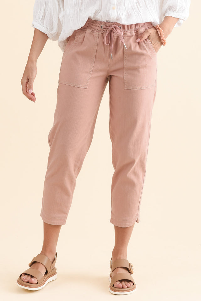 Eliana Blush Cotton Stretch Jeans,Front,Brunette model,alt text|model:MJ image 1
