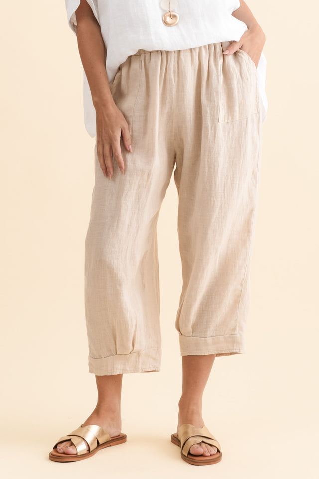 Elide Natural Linen Cropped Pants