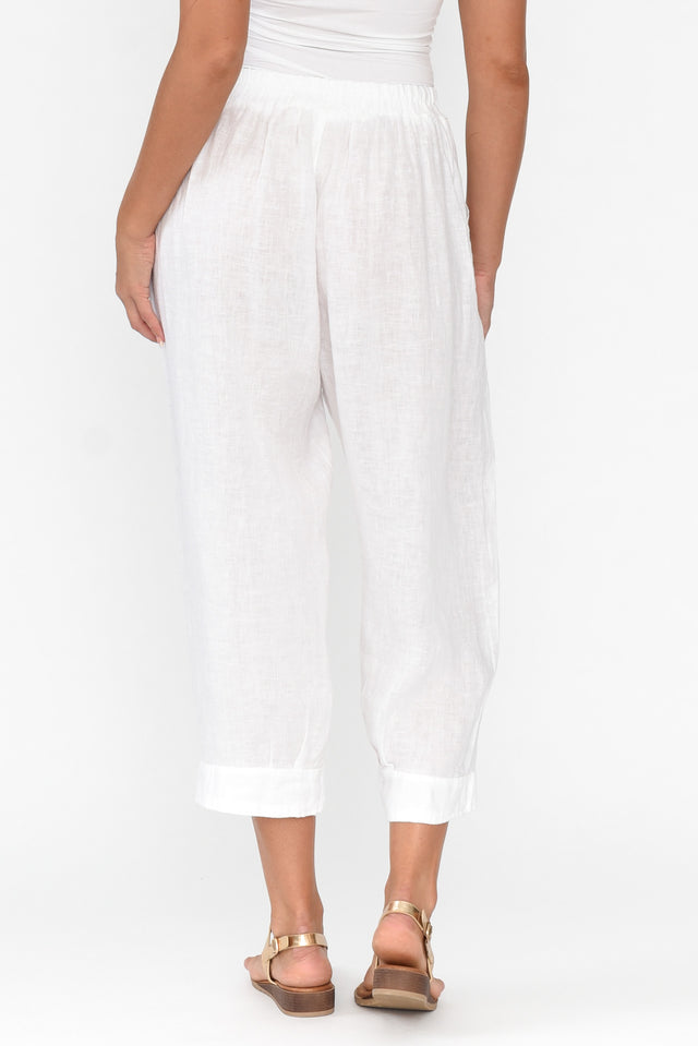 Elide White Linen Cropped Pants image 4