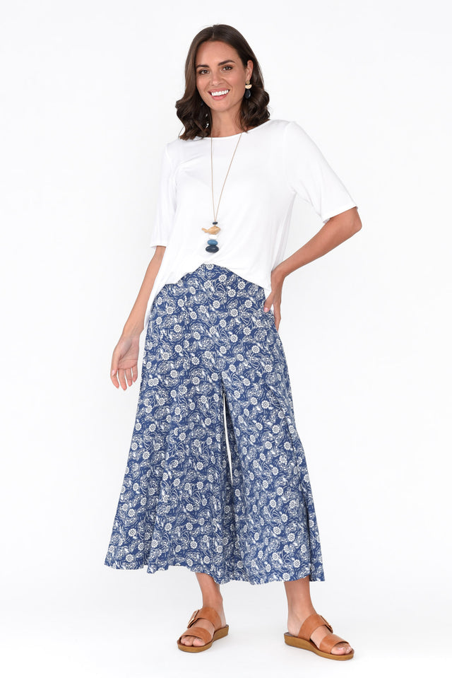 Elira Navy Floral Wide Leg Pants