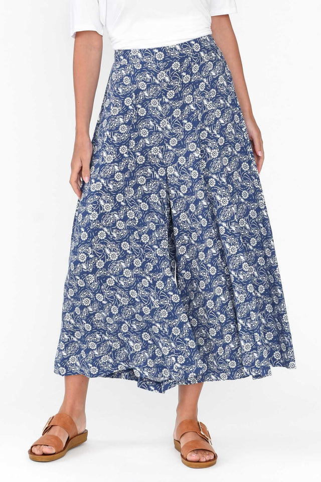 Elira Navy Floral Wide Leg Pants