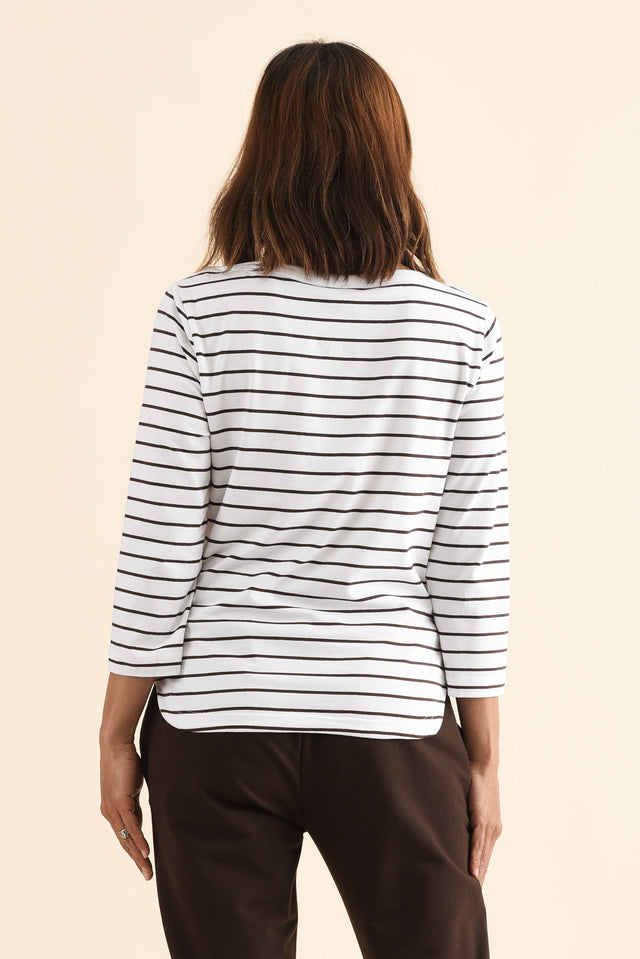 Eliza Chocolate Stripe Cotton Boatneck Tee image 4