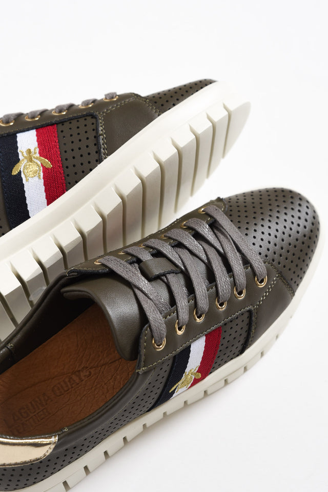 Elope Khaki Bee Leather Sneaker image 3