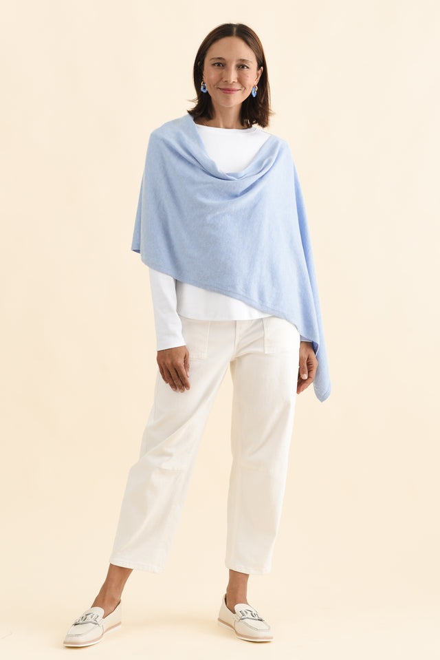 Elorie Blue Cotton Cashmere Poncho image 7