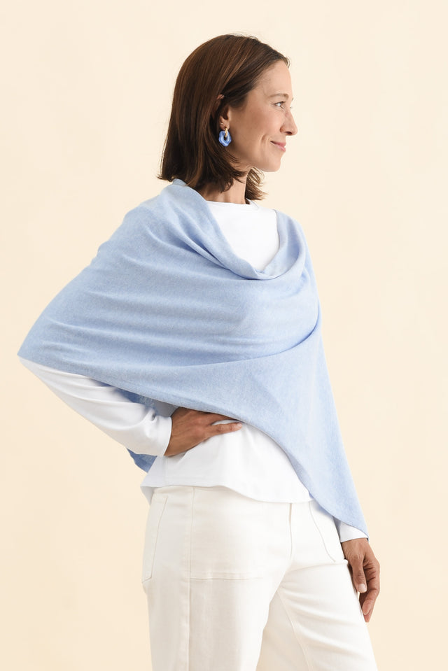 Elorie Blue Cotton Cashmere Poncho image 4