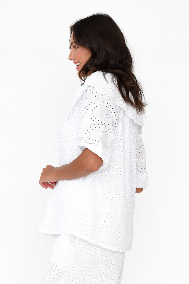 Elowen White Embroidered Cotton Top image 3