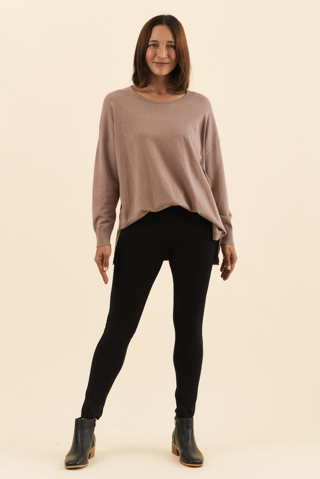 Elsa Black Winter Ponte Pants,Full Body,Brunette model,alt text|model:Cara image 6