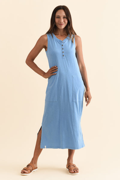 Elysian Blue Cotton Pocket Dress