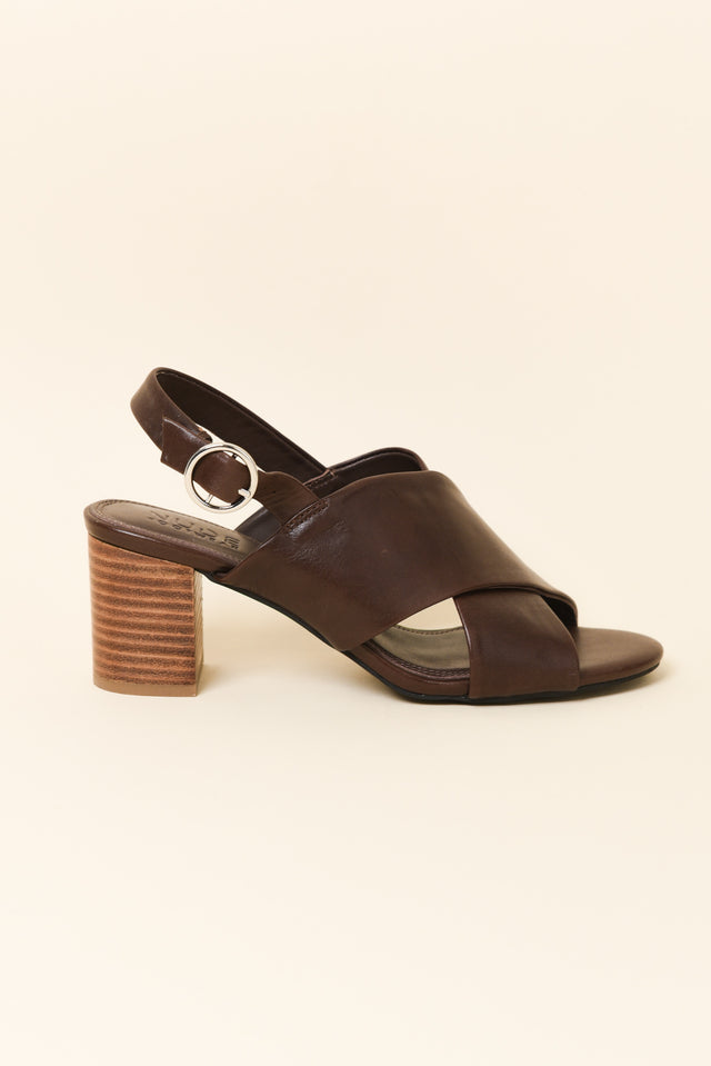 Emi Dark Brown Leather Slingback Heel image 1