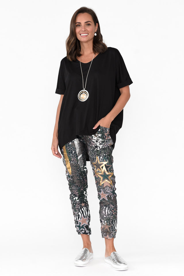 Emiko Black Drape Cotton Top image 2