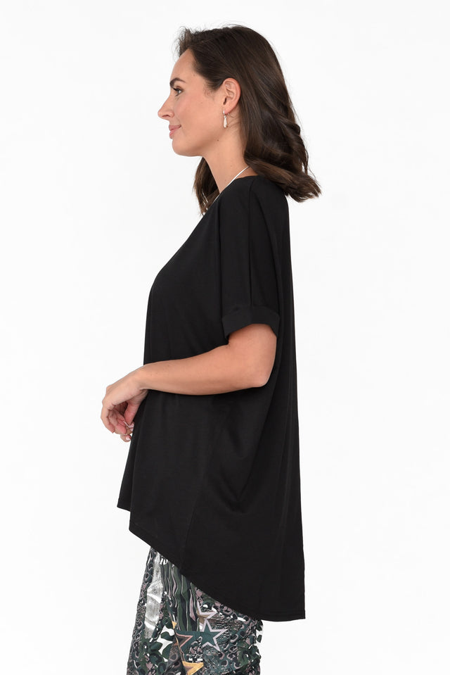 Emiko Black Drape Cotton Top image 3