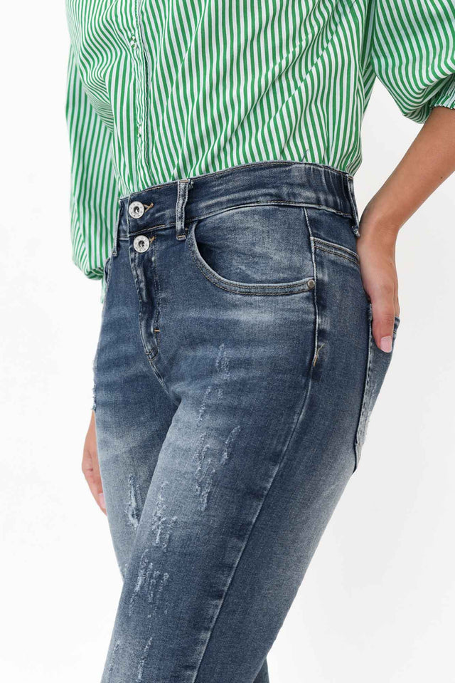 Emma Blue Denim Distressed Stretch Jeans
