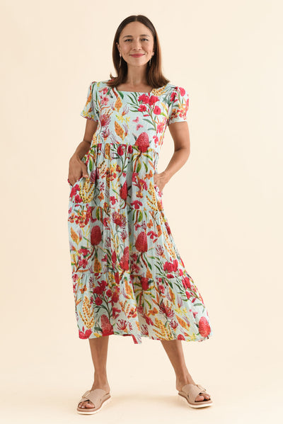 Emmi Pink Flower Cotton Pocket Dress